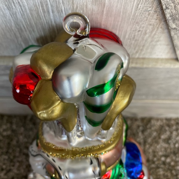 Large Hand Blown Glass Golf Bag Christmas Tree Ornament Crystals Golfer Noel - Picture 8 of 9